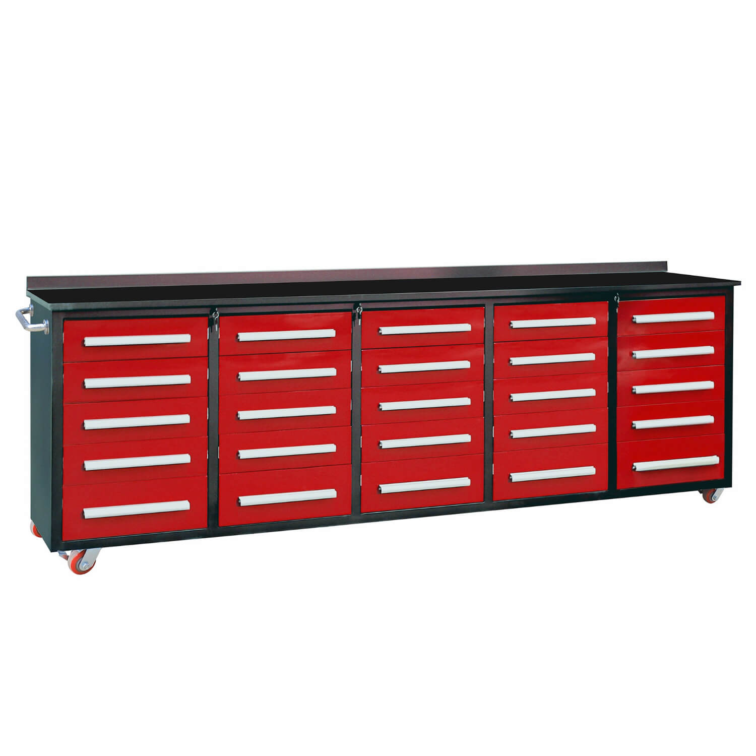 Chery Industrial 10ft 25-Drawer Storage Workbench with Wheels