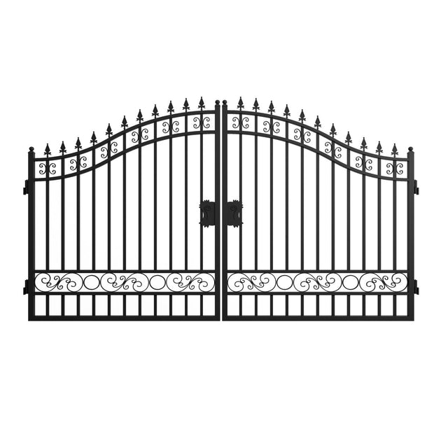 Greatbear 12x8 ft Dual Swing Driveway Steel Gate - Serenity Provision