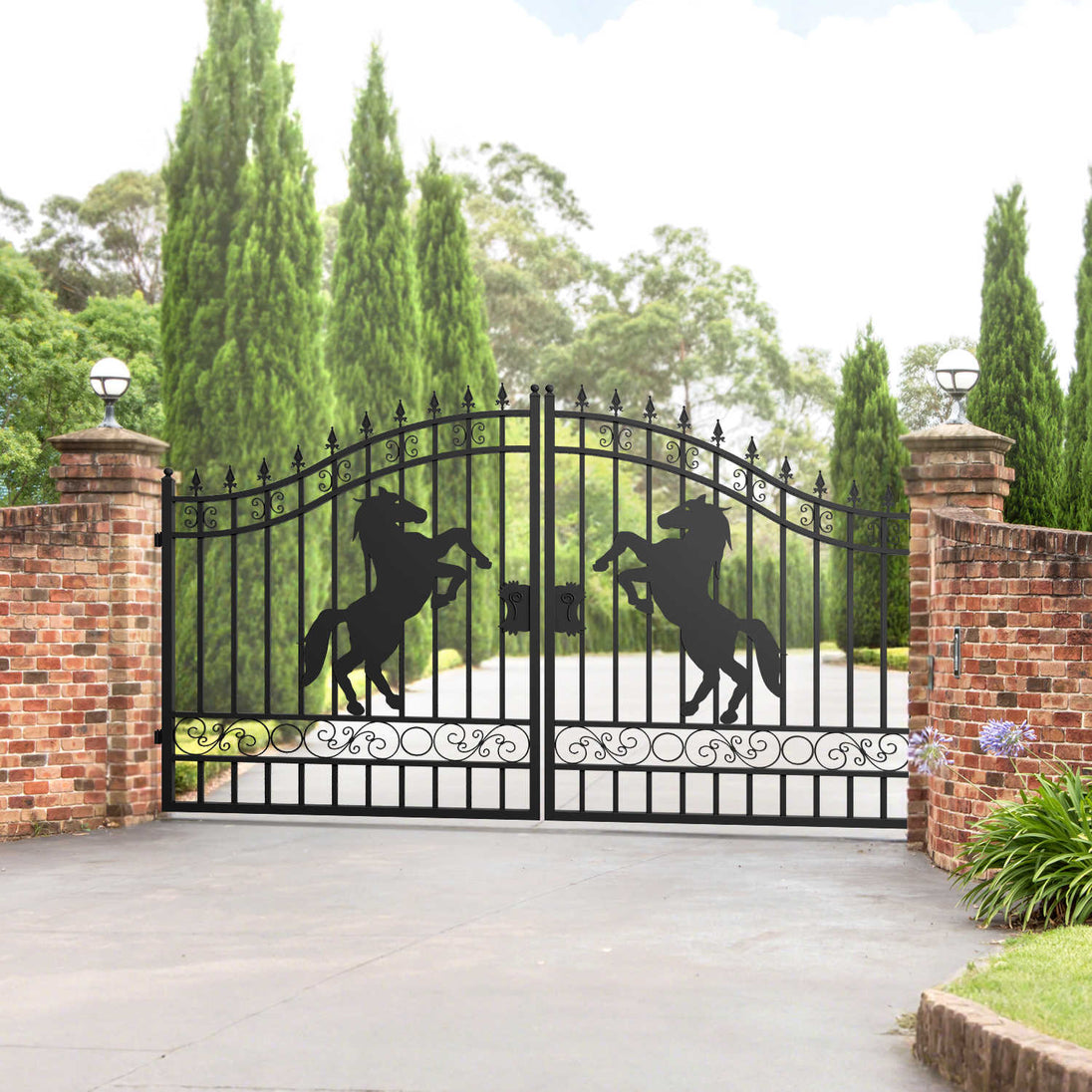 Greatbear 12x8 ft Dual Swing Driveway Steel Gate - Serenity Provision