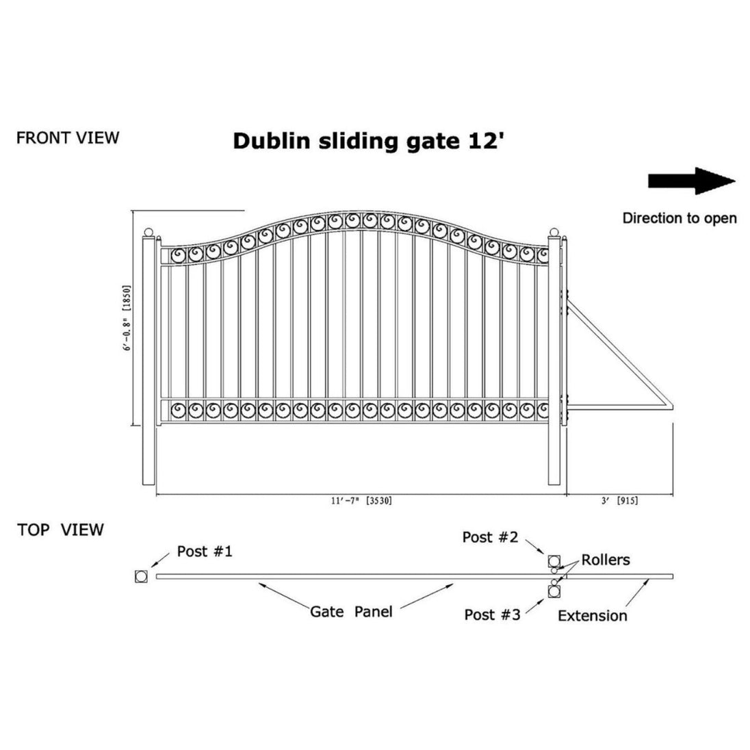 Aleko 12x6 ft Steel Sliding Driveway Gate - Serenity Provision