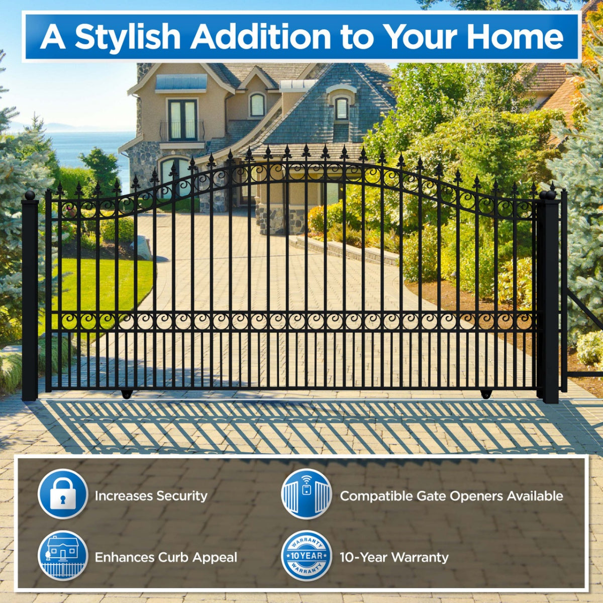 Aleko 18x6 ft Steel Sliding Driveway Gate - Serenity Provision