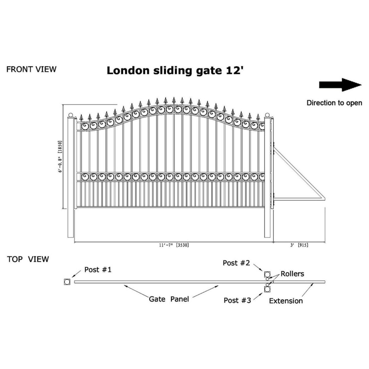 Aleko 12x6 ft Steel Sliding Driveway Gate - Serenity Provision