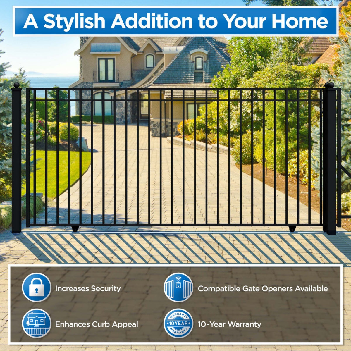 Aleko 12x6 ft Steel Sliding Driveway Gate - Serenity Provision