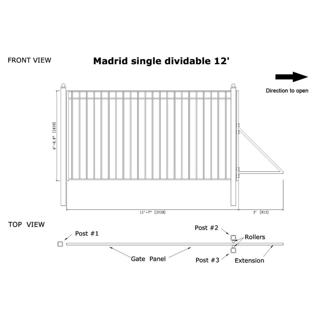 Aleko 12x6 ft Steel Sliding Driveway Gate - Serenity Provision