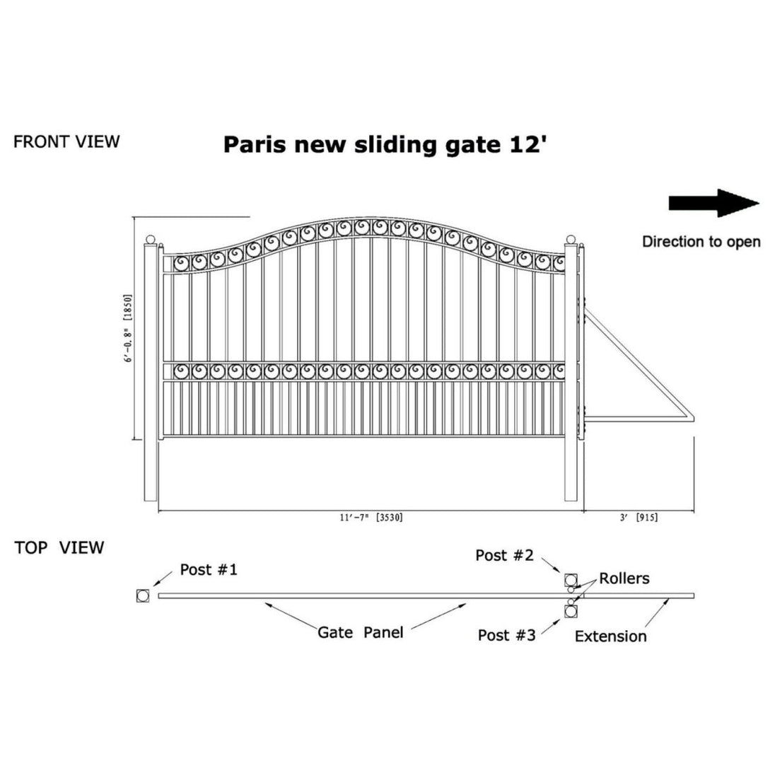 Aleko 12x6 ft Steel Sliding Driveway Gate - Serenity Provision