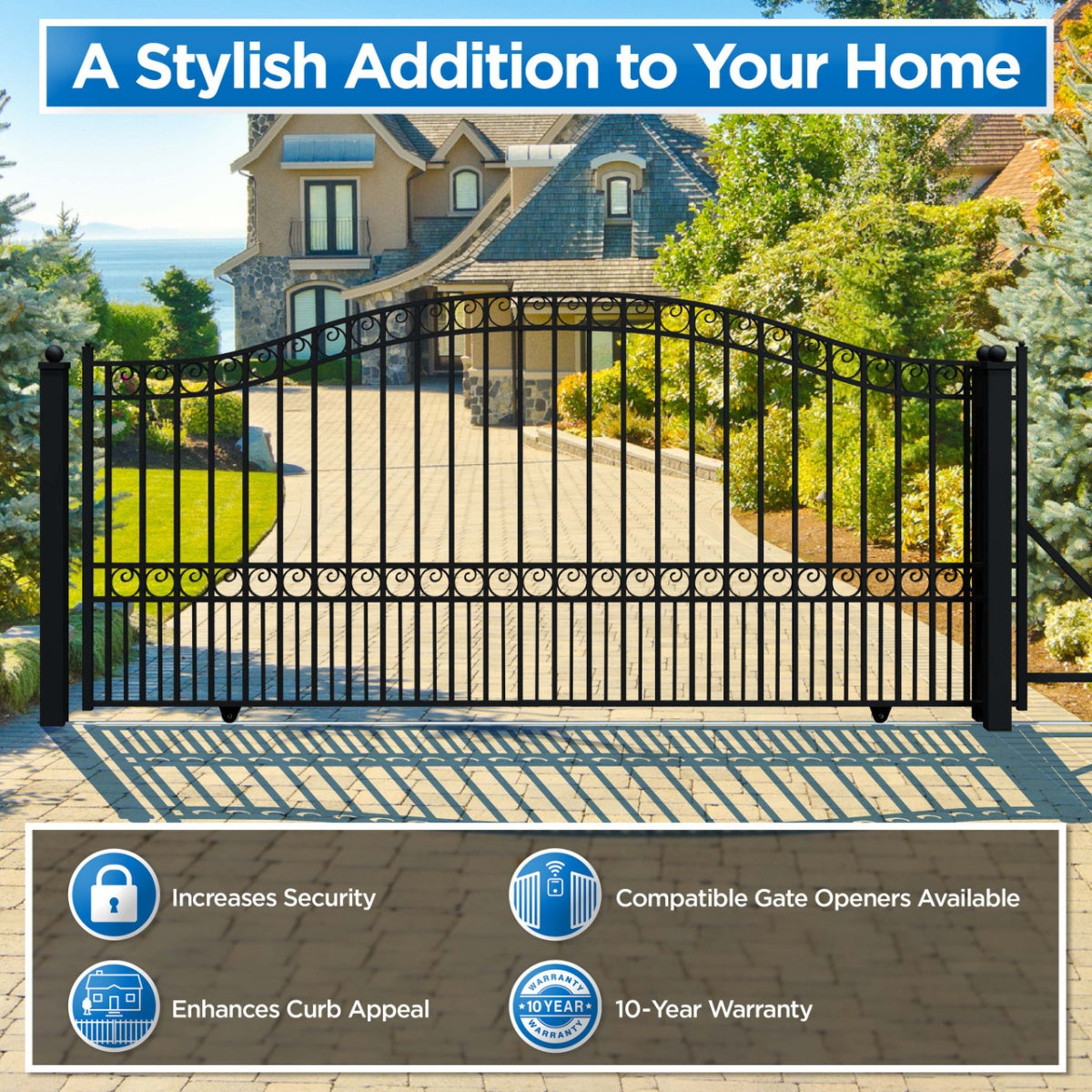 Aleko 12x6 ft Steel Sliding Driveway Gate - Serenity Provision