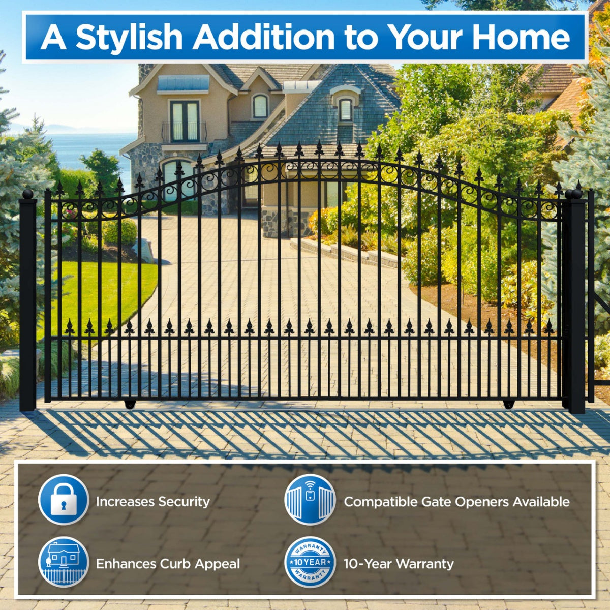 Aleko 14x6 ft Steel Sliding Driveway Gate - Serenity Provision