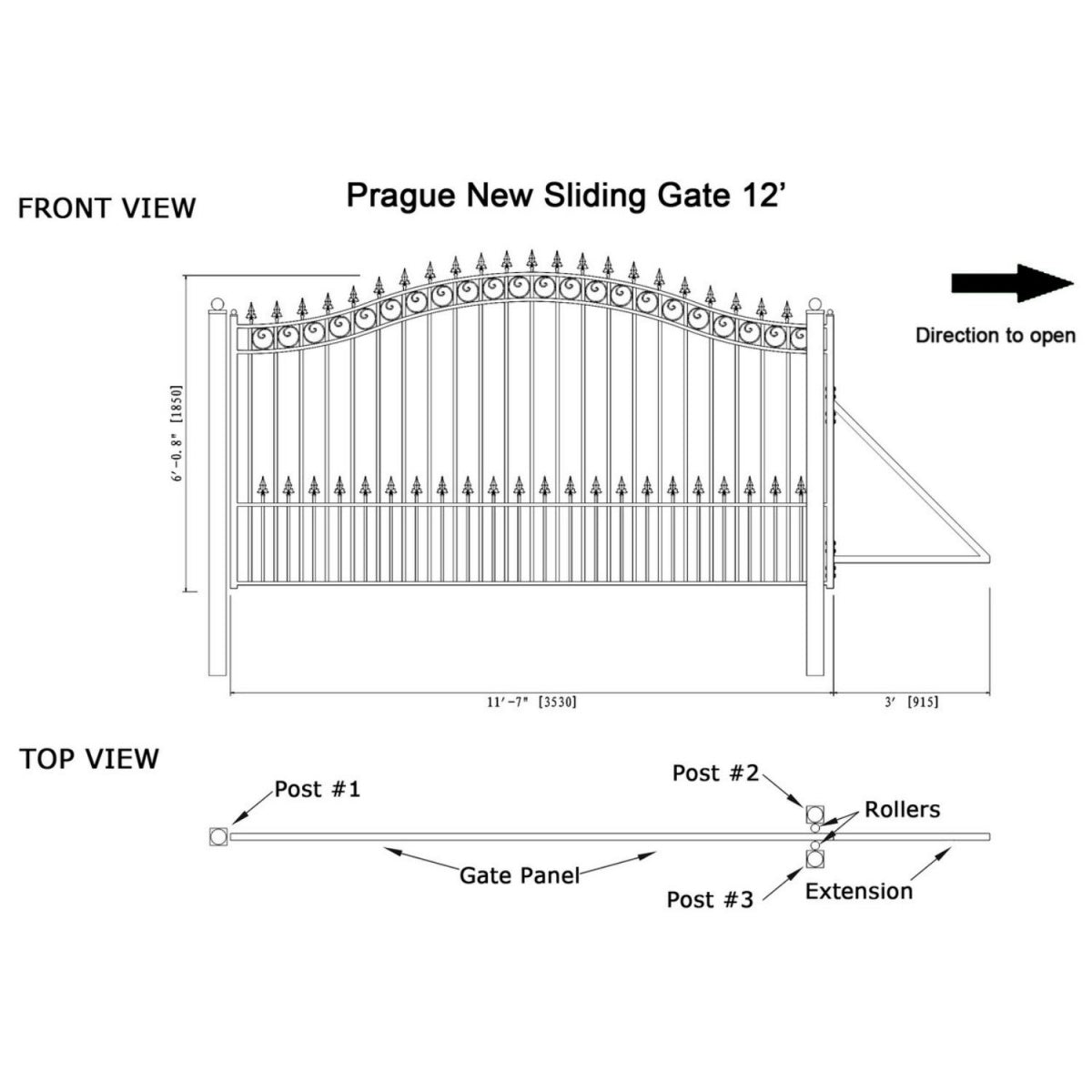 Aleko 12x6 ft Steel Sliding Driveway Gate - Serenity Provision