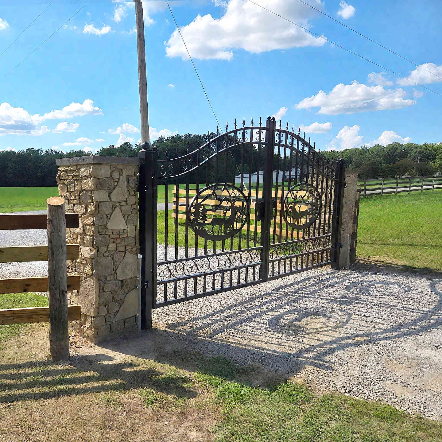 Greatbear 14x8 ft Steel Dual Swing Driveway Gate - Serenity Provision