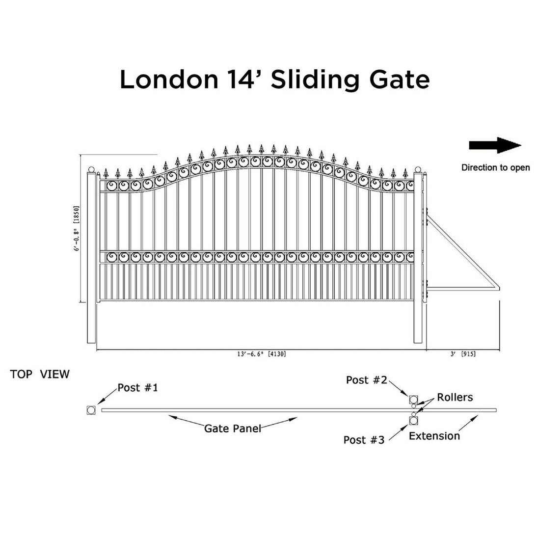 Aleko 14x6 ft Steel Sliding Driveway Gate - Serenity Provision