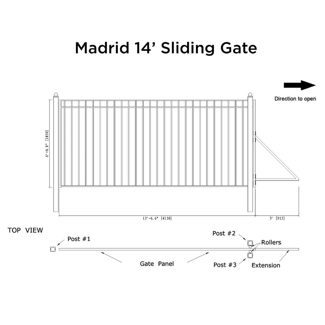 Aleko 14x6 ft Steel Sliding Driveway Gate - Serenity Provision