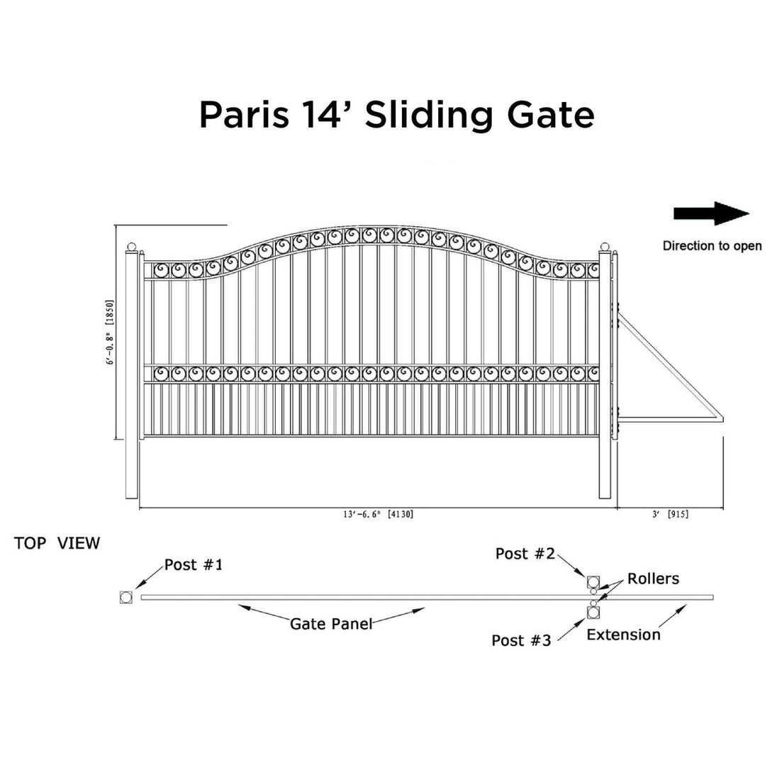 Aleko 14x6 ft Steel Sliding Driveway Gate - Serenity Provision