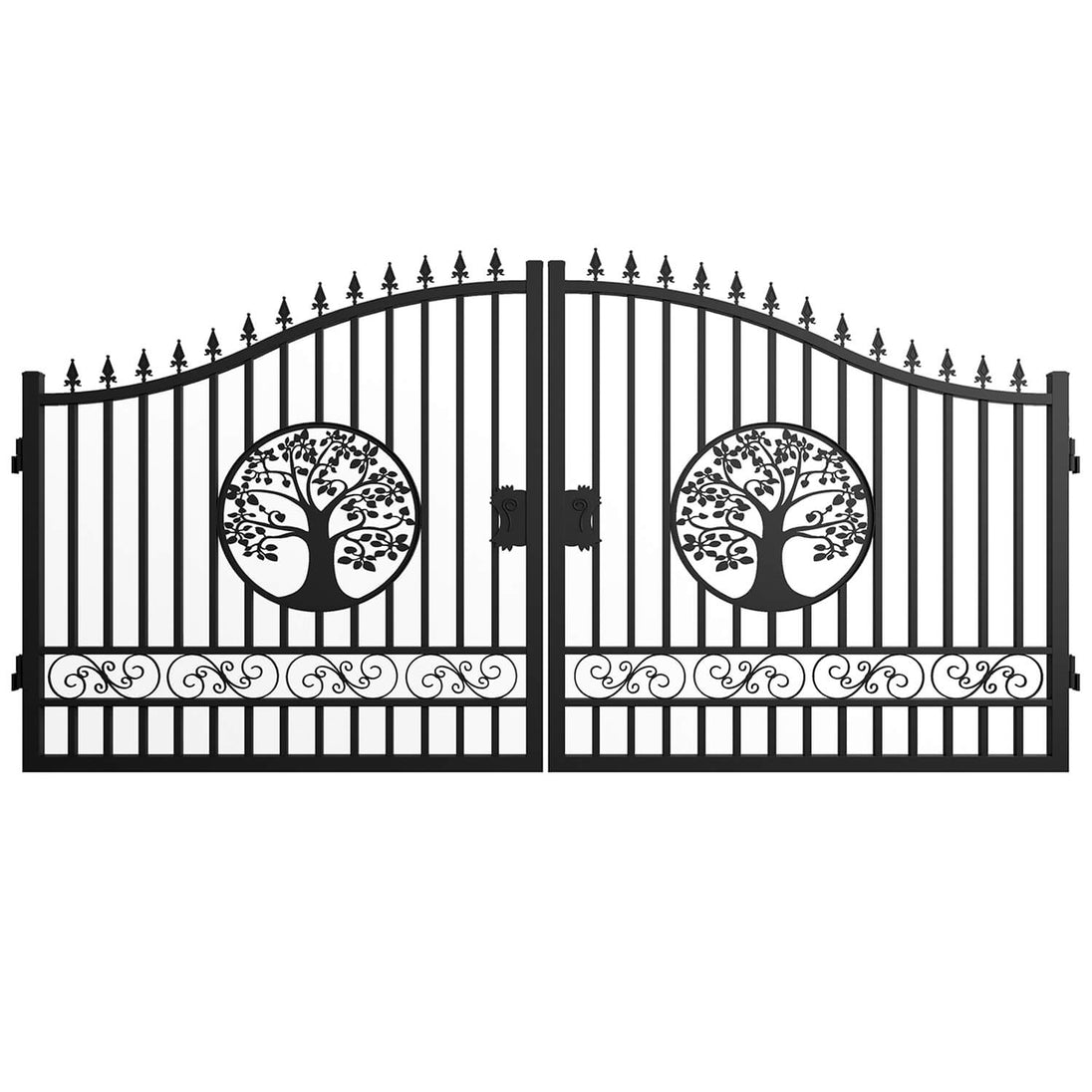 Greatbear 14x8 ft Steel Dual Swing Driveway Gate with Wider Goalposts - Serenity Provision