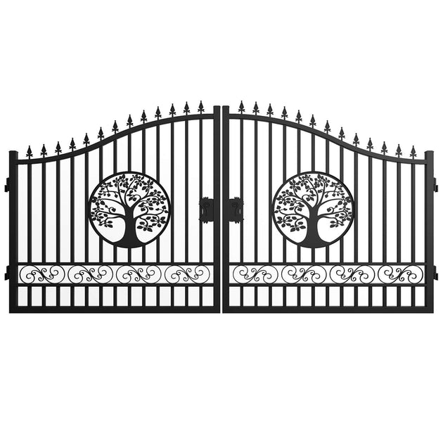 Greatbear 14x8 ft Steel Dual Swing Driveway Gate with Wider Goalposts - Serenity Provision