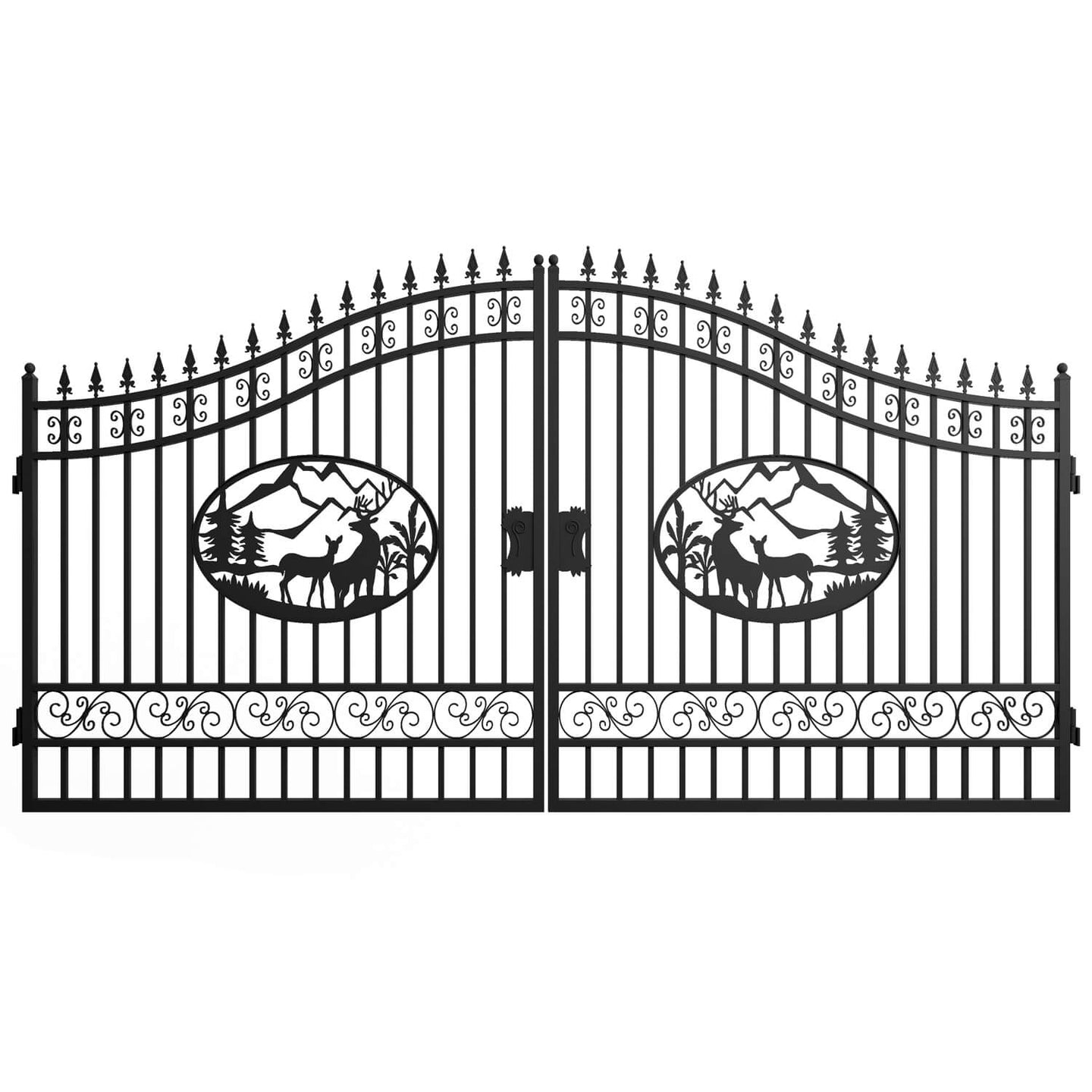 Greatbear 14x8 ft Steel Dual Swing Driveway Gate - Serenity Provision