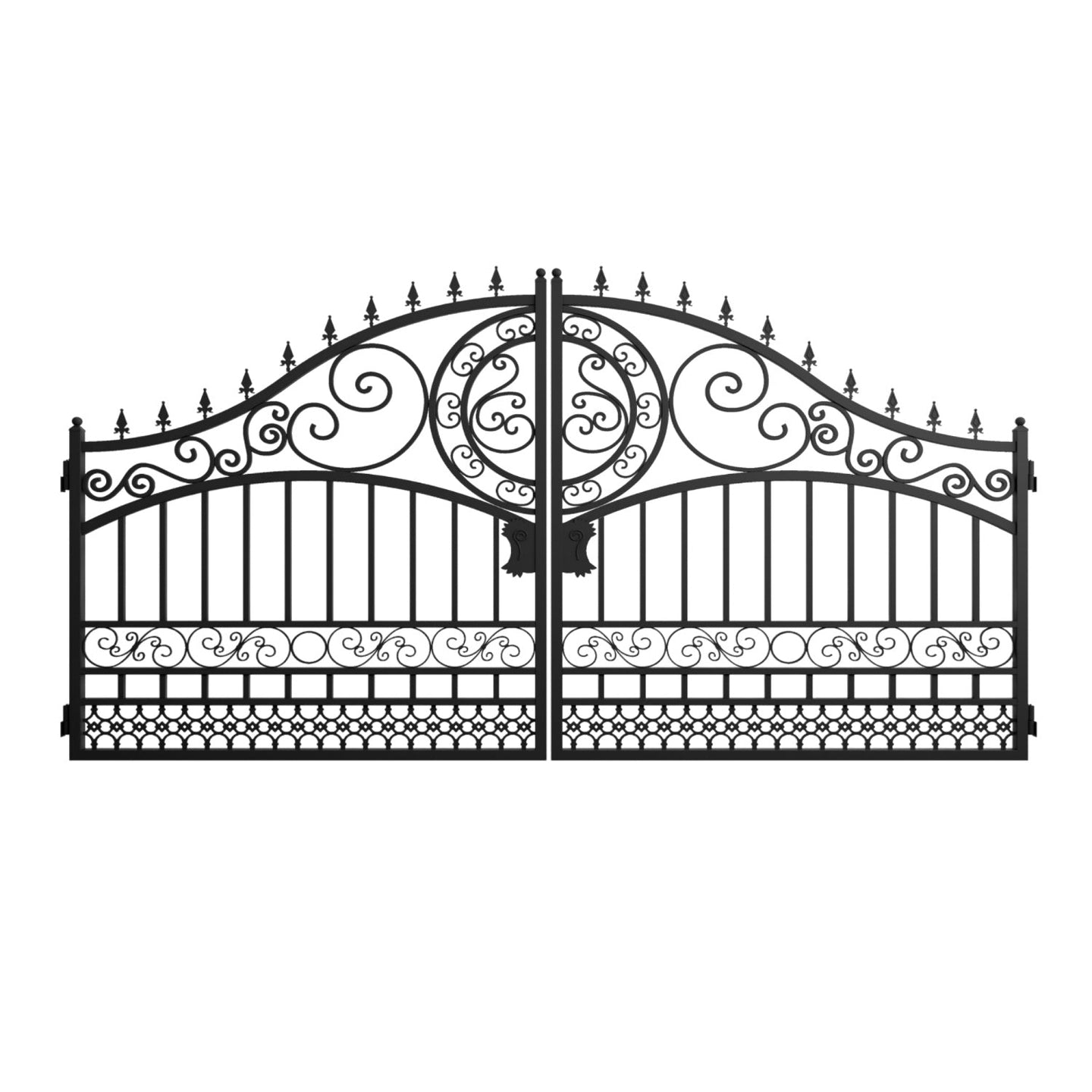 Greatbear 14x8 ft Steel Dual Swing Driveway Gate-European Style - Serenity Provision