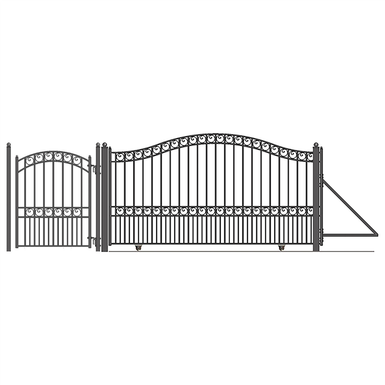 Aleko 16ft Steel Sliding Driveway Gate with 5ft Pedestrian Gate - Serenity Provision