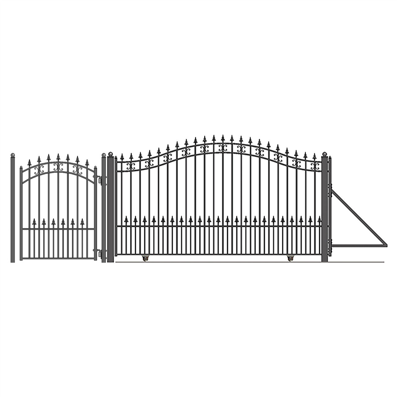 Aleko 16ft Steel Sliding Driveway Gate with 5ft Pedestrian Gate - Serenity Provision