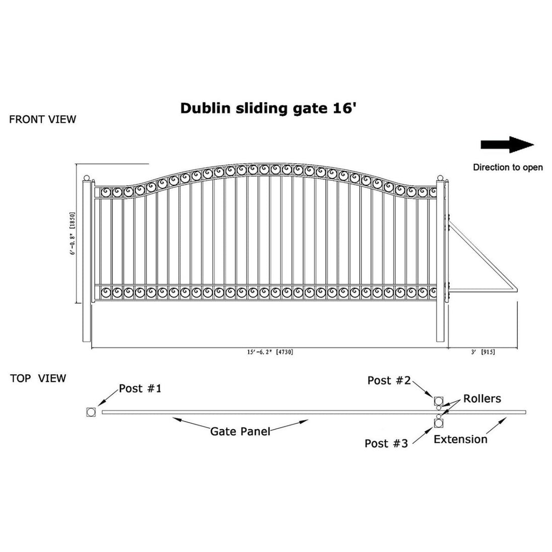 Aleko 16x6 ft Steel Sliding Driveway Gate - Serenity Provision