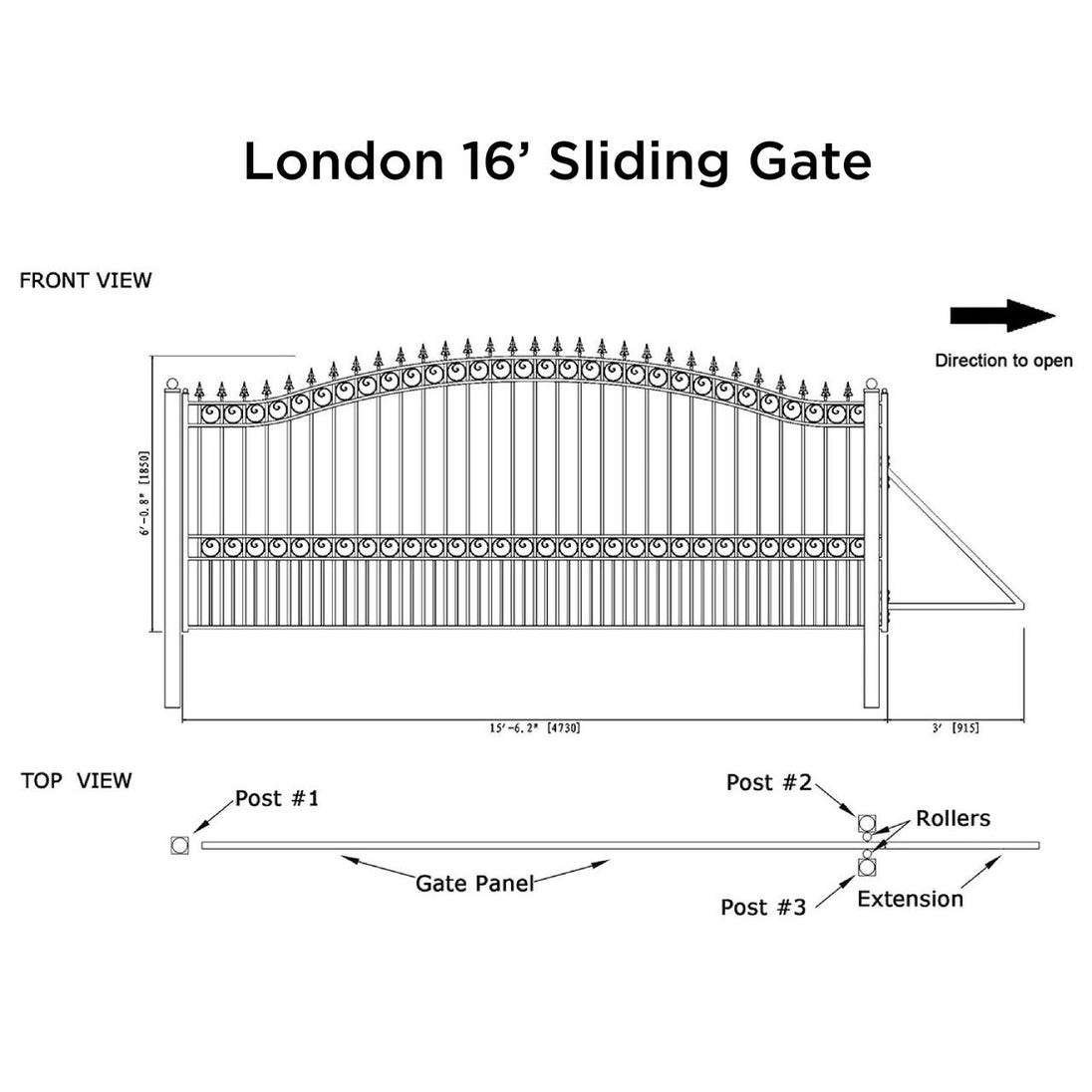 Aleko 16x6 ft Steel Sliding Driveway Gate - Serenity Provision