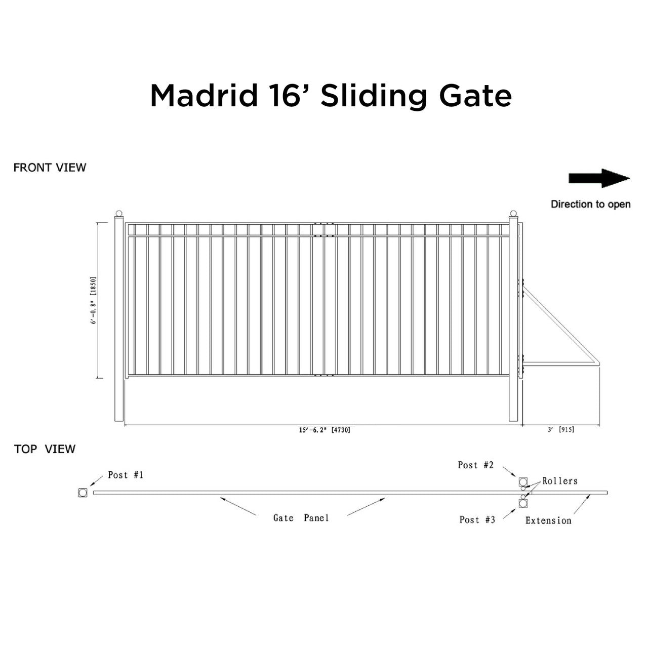 Aleko 16x6 ft Steel Sliding Driveway Gate - Serenity Provision