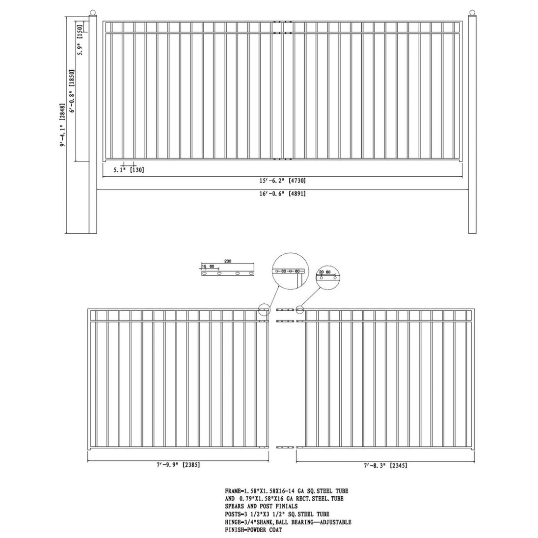 Aleko 16x6 ft Steel Sliding Driveway Gate - Serenity Provision