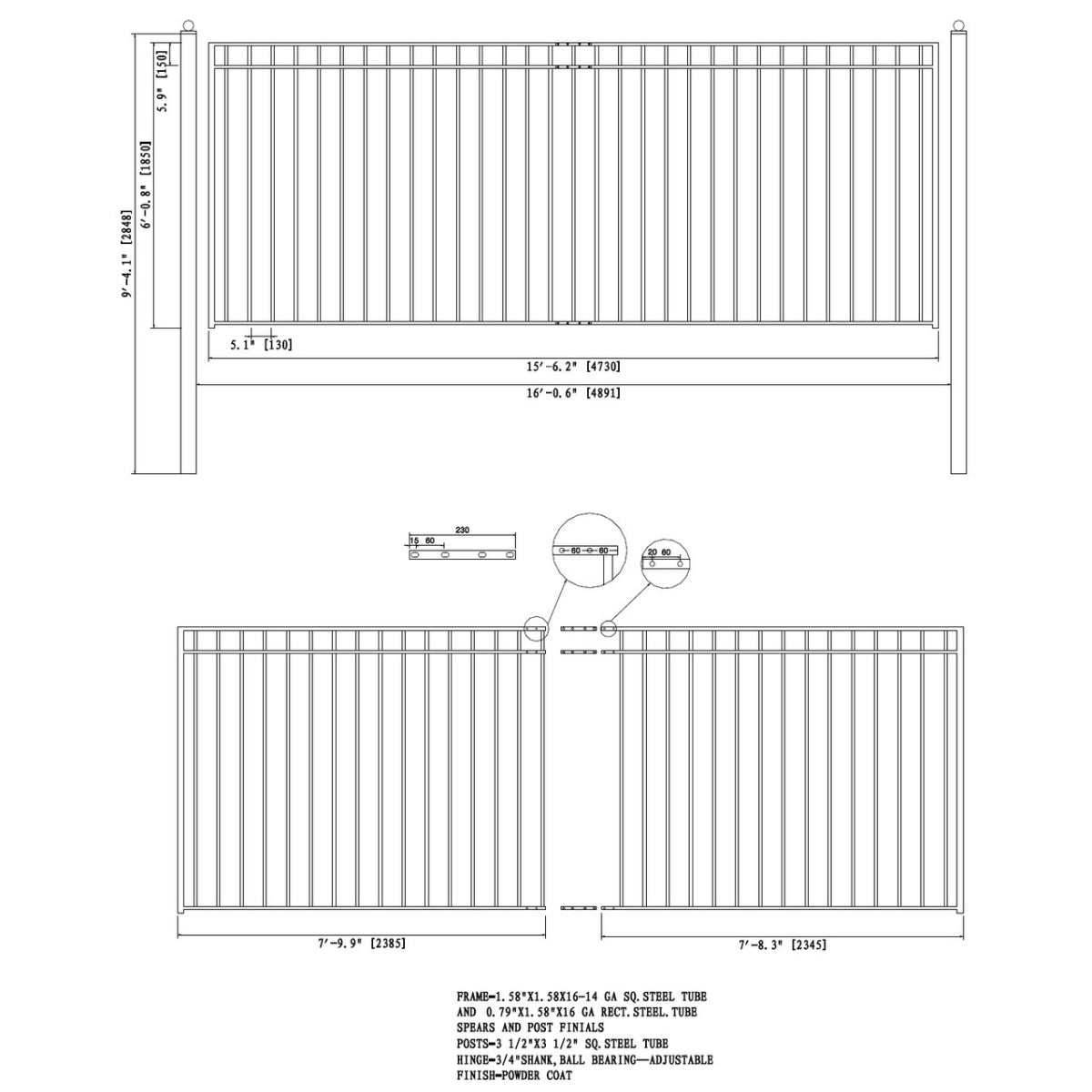 Aleko 16x6 ft Steel Sliding Driveway Gate - Serenity Provision