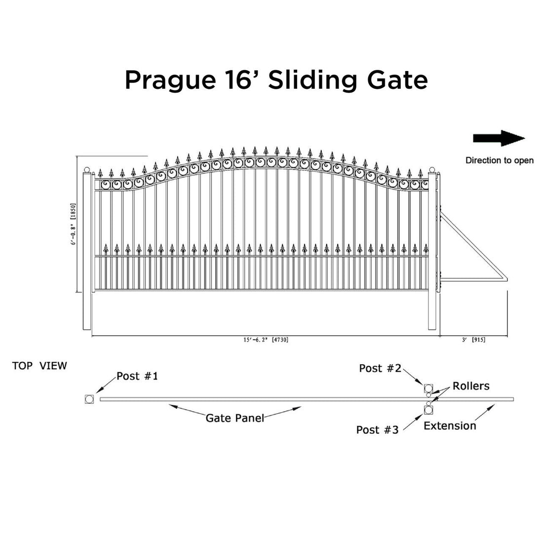 Aleko 16x6 ft Steel Sliding Driveway Gate - Serenity Provision