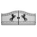 Greatbear 16x7 ft Steel Dual Swing Driveway Gate with Horse Pattern - Serenity Provision
