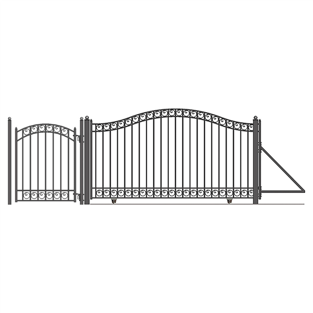 Aleko 18ft Steel Sliding Driveway Gate with 5ft Pedestrian Gate - Serenity Provision