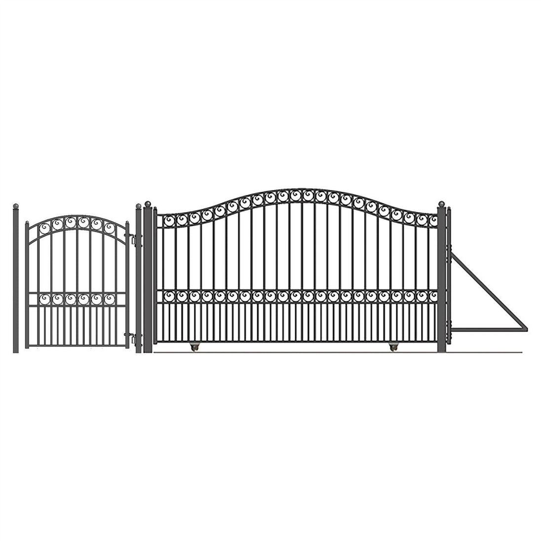 Aleko 18ft Steel Sliding Driveway Gate with 5ft Pedestrian Gate - Serenity Provision