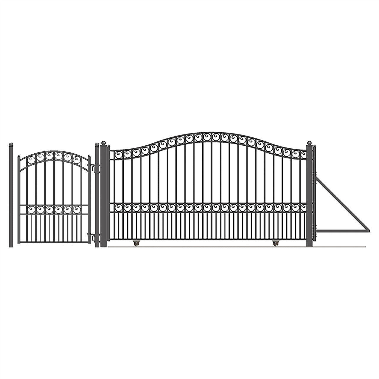 Aleko 18ft Steel Sliding Driveway Gate with 5ft Pedestrian Gate - Serenity Provision