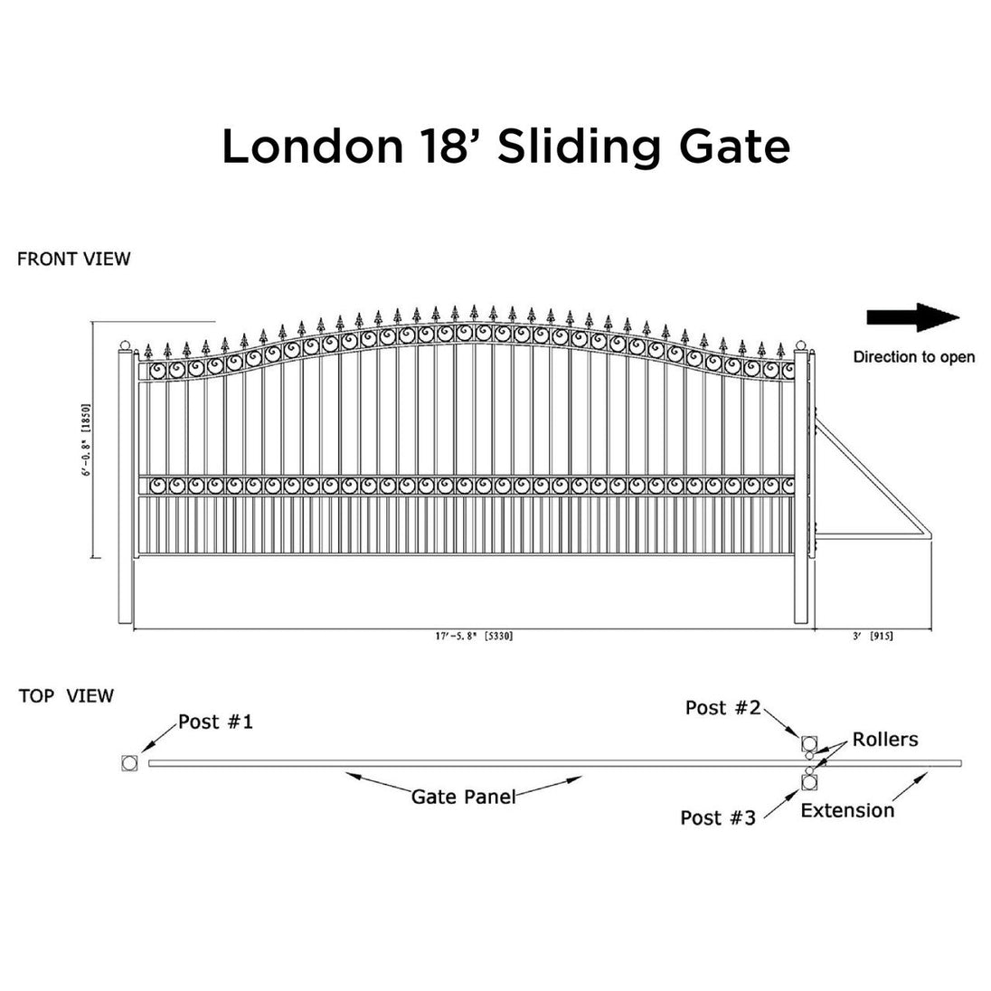 Aleko 18x6 ft Steel Sliding Driveway Gate - Serenity Provision