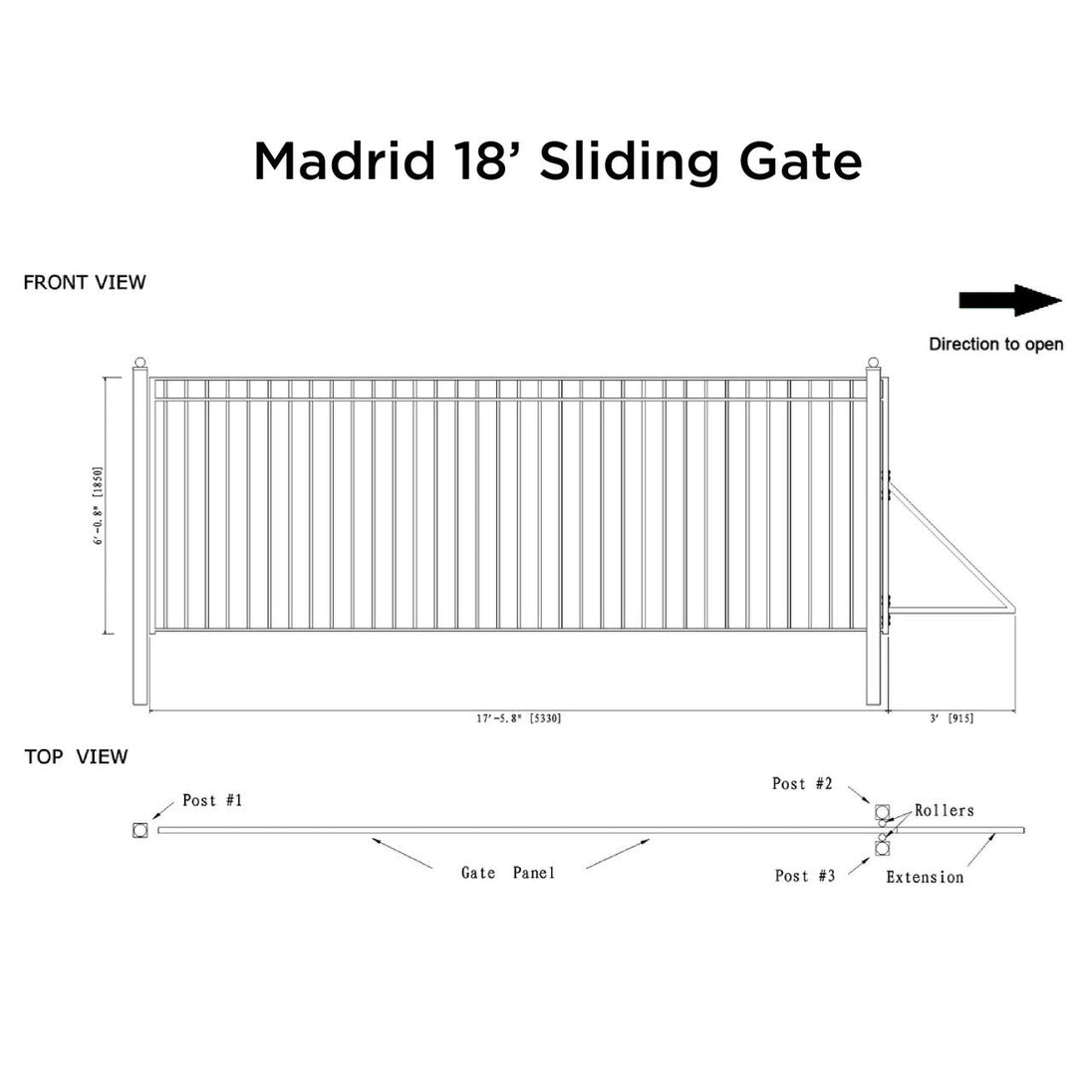 Aleko 18x6 ft Steel Sliding Driveway Gate - Serenity Provision