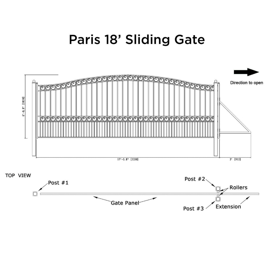 Aleko 18x6 ft Steel Sliding Driveway Gate - Serenity Provision