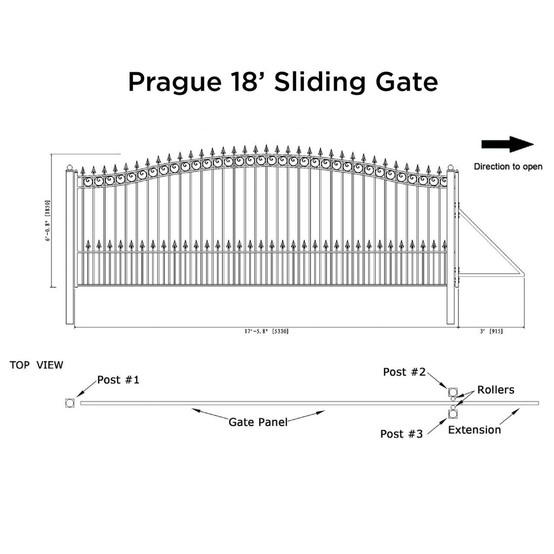 Aleko 18x6 ft Steel Sliding Driveway Gate - Serenity Provision