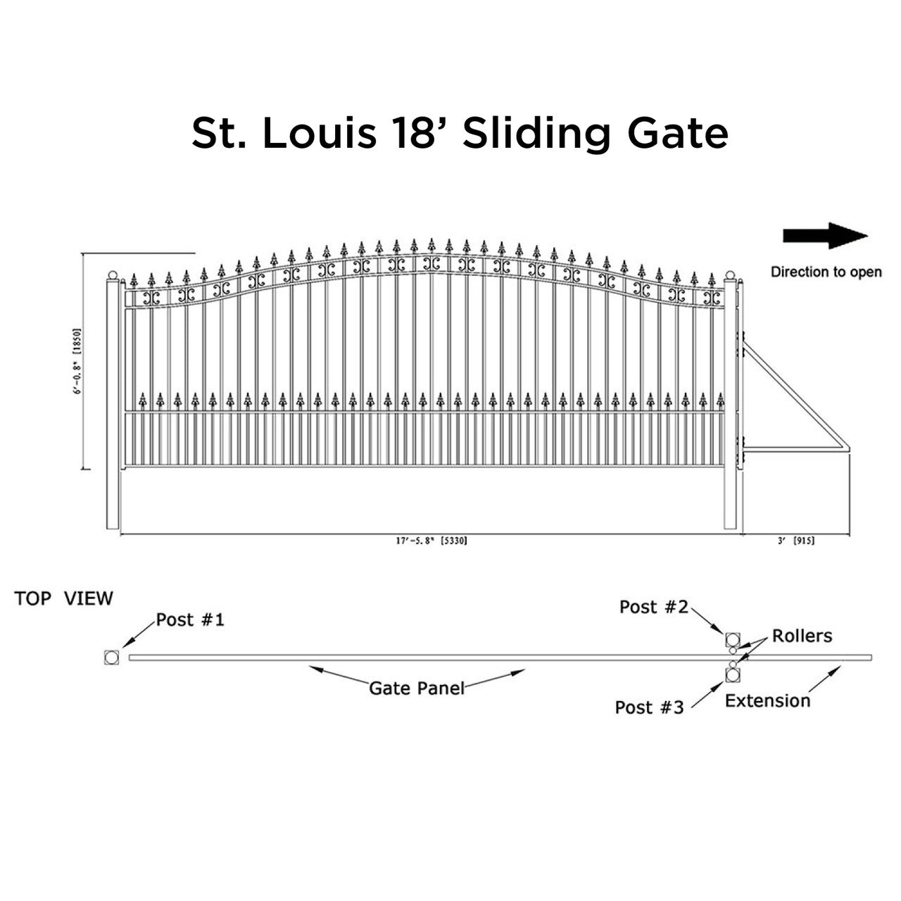 Aleko 18x6 ft Steel Sliding Driveway Gate - Serenity Provision