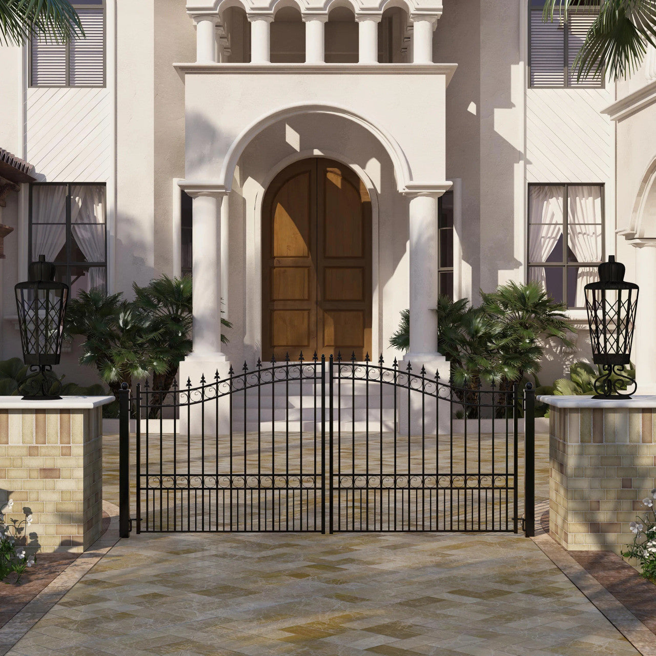 Greatbear 18x6 ft Steel Dual Swing Driveway Gate - LONDON Style - Serenity Provision