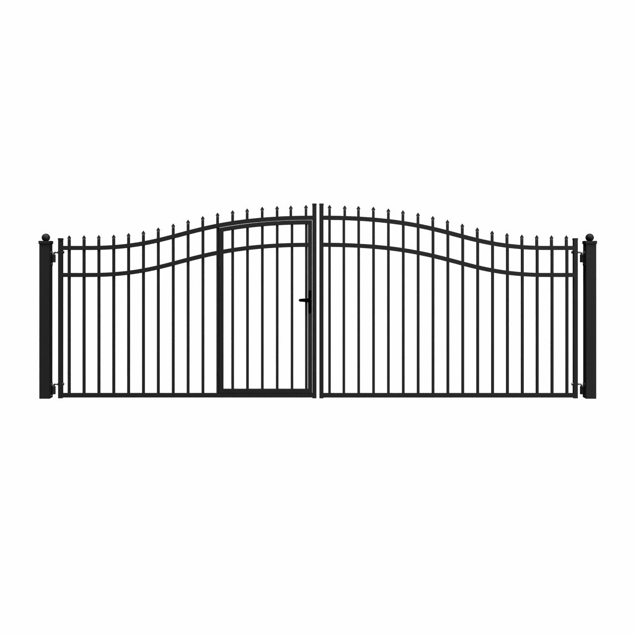 Aleko 16x7 ft Steel Dual Swing Driveway Gate with Pedestrian Door - Serenity Provision