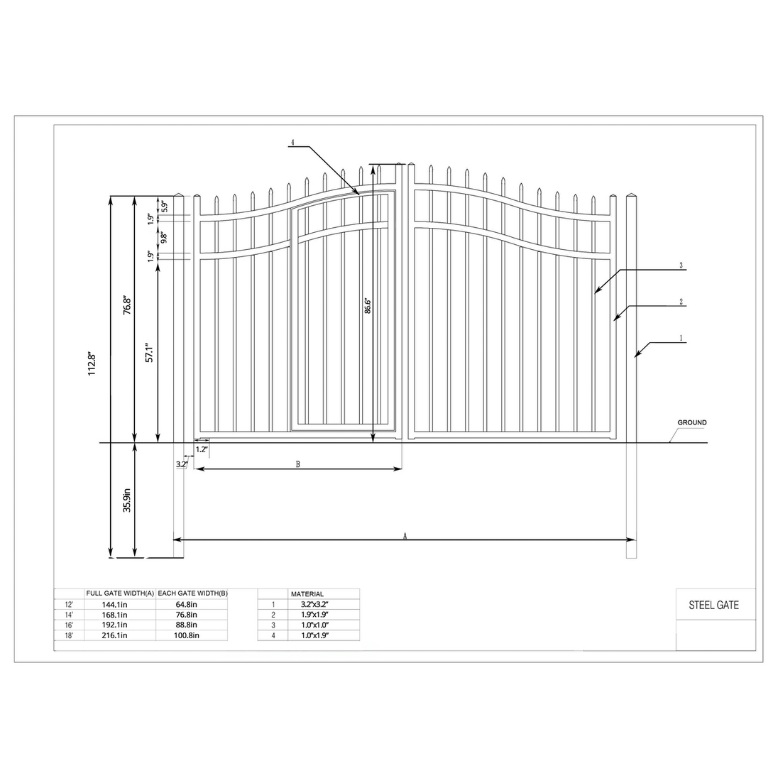 Aleko 16x7 ft Steel Dual Swing Driveway Gate with Pedestrian Door - Serenity Provision