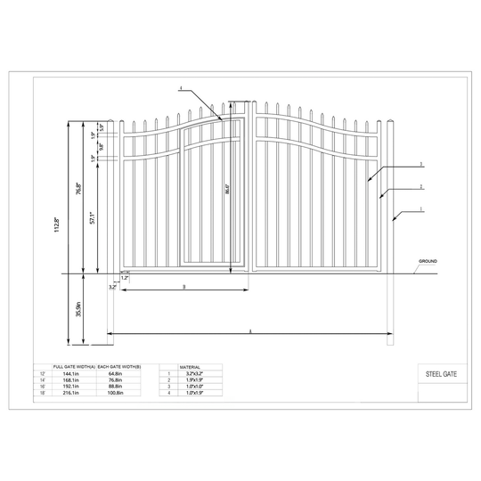 Aleko 16x7 ft Steel Dual Swing Driveway Gate with Pedestrian Door - Serenity Provision