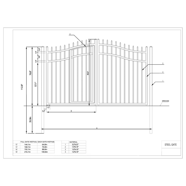Aleko 16x7 ft Steel Dual Swing Driveway Gate with Pedestrian Door - Serenity Provision