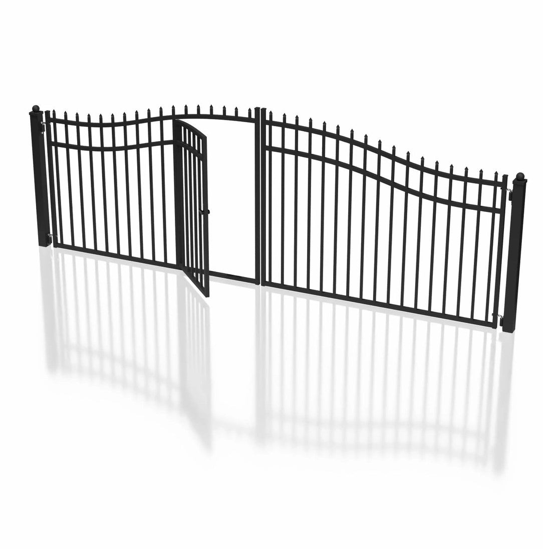 Aleko 16x7 ft Steel Dual Swing Driveway Gate with Pedestrian Door - Serenity Provision