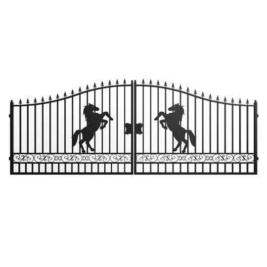Greatbear 18x8 ft Steel Dual Swing Driveway Gate - Serenity Provision