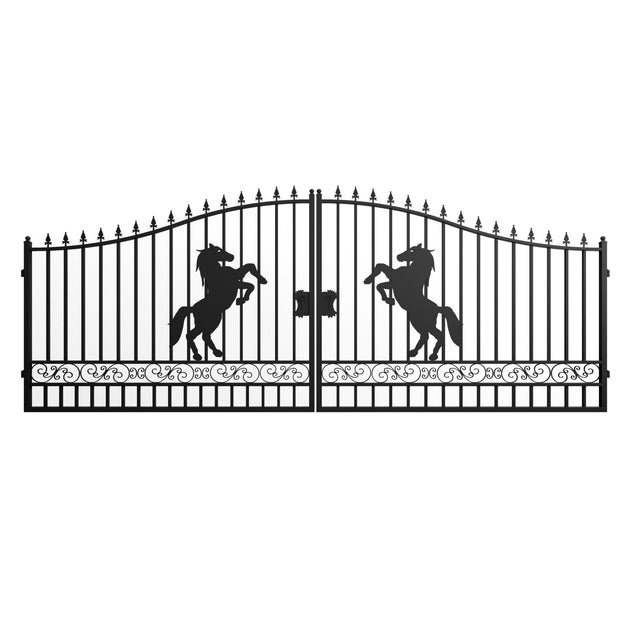 Greatbear 18x8 ft Steel Dual Swing Driveway Gate - Serenity Provision