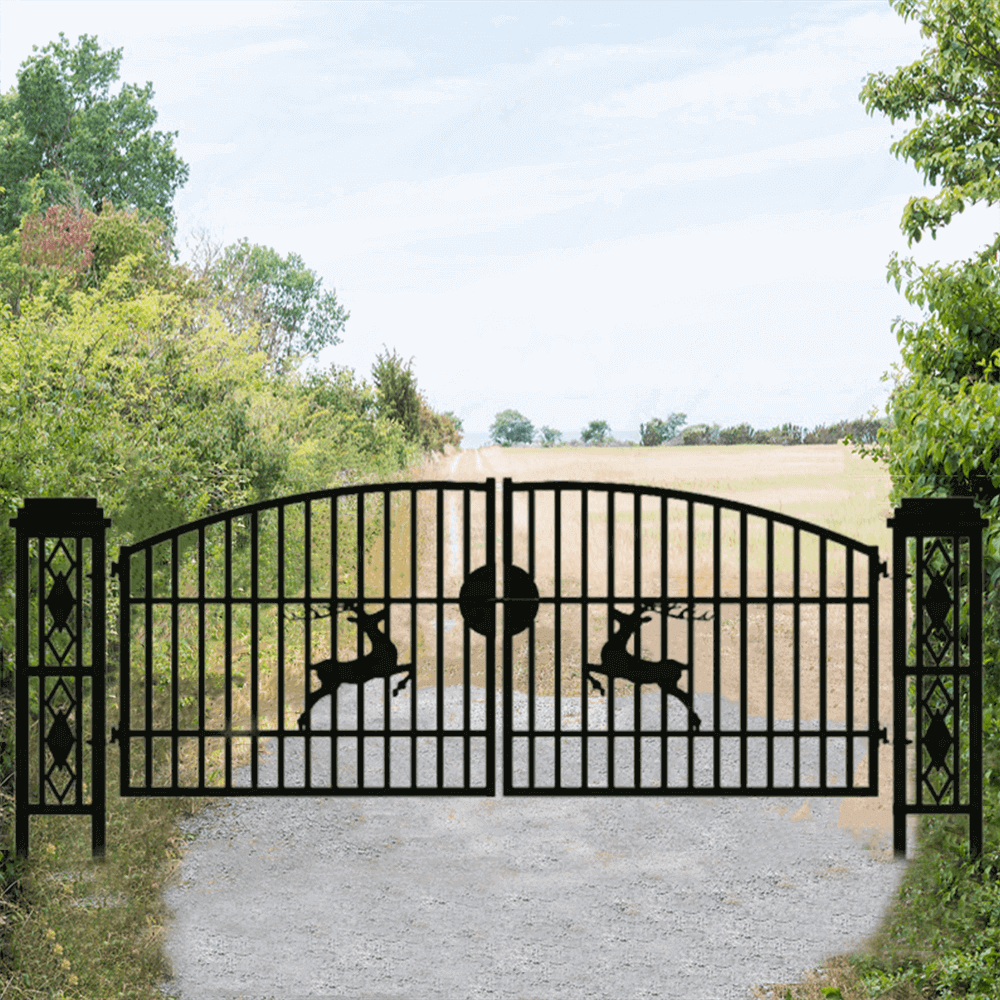 Greatbear 20x8 ft Dual Swing Driveway Gate with Ornamental Posts - Serenity Provision