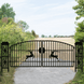 Greatbear 20x8 ft Dual Swing Driveway Gate with Ornamental Posts - Serenity Provision