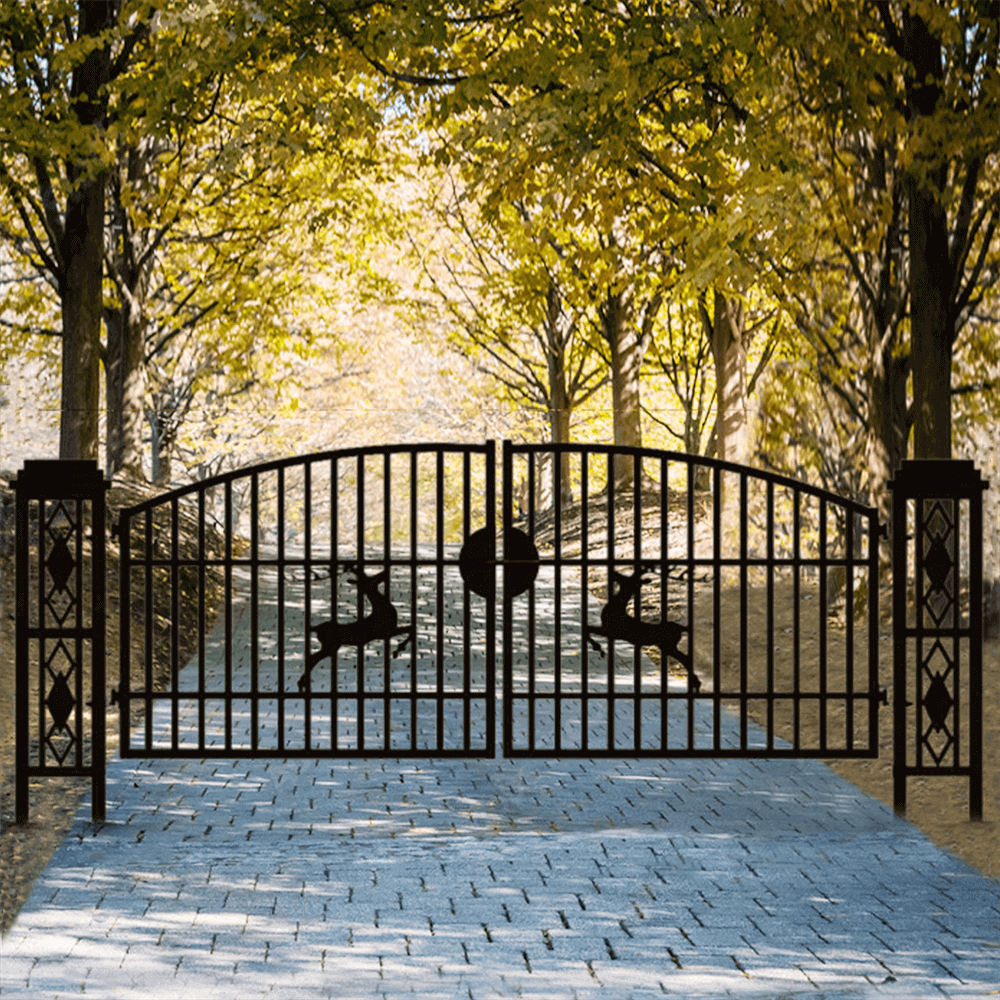 Greatbear 20x8 ft Dual Swing Driveway Gate with Ornamental Posts - Serenity Provision