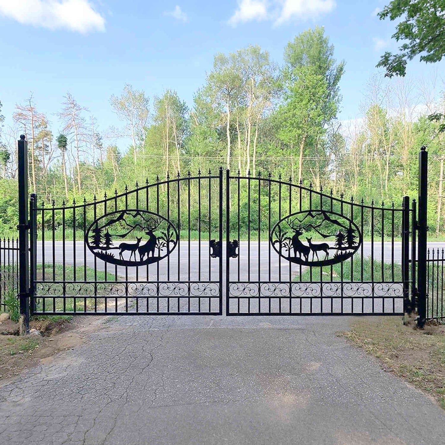 Greatbear 20x8 ft Steel Dual Swing Driveway Gate - Serenity Provision