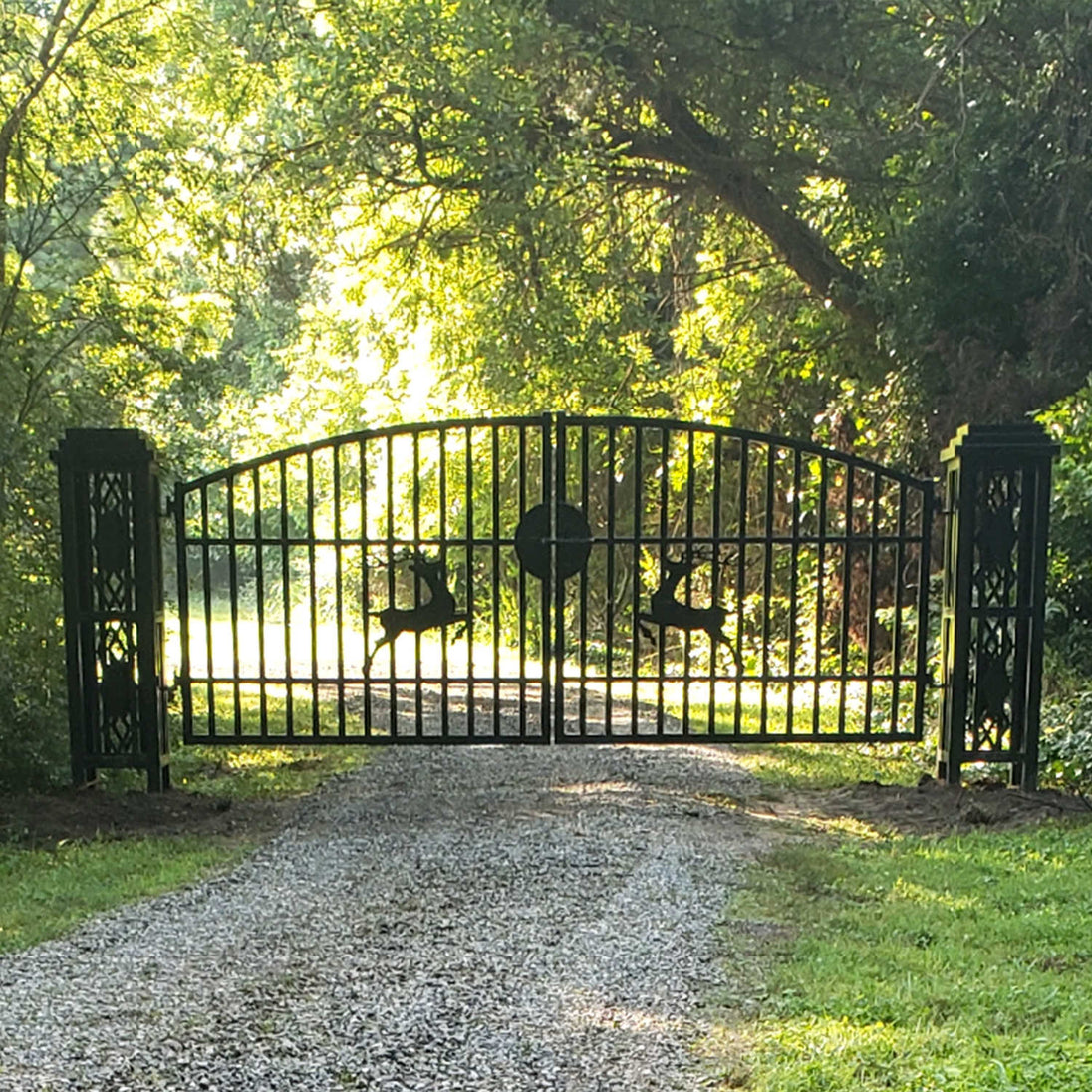 Greatbear 20x8 ft Dual Swing Driveway Gate with Ornamental Posts - Serenity Provision